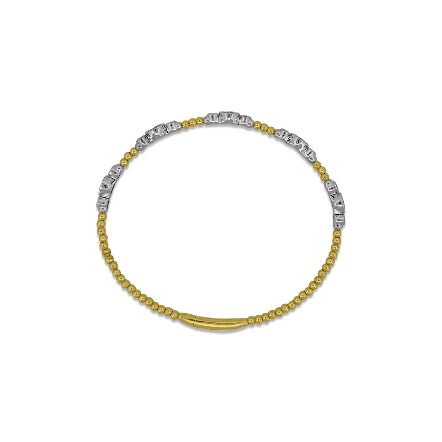 0.65ctw Round Brilliant Diamond Station Flex Two-Tone Bangle Bracelet