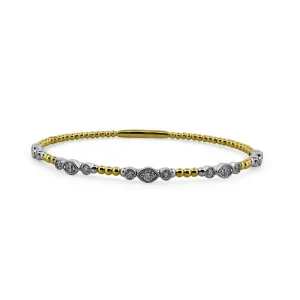 0.65ctw Round Brilliant Diamond Station Flex Two-Tone Bangle Bracelet