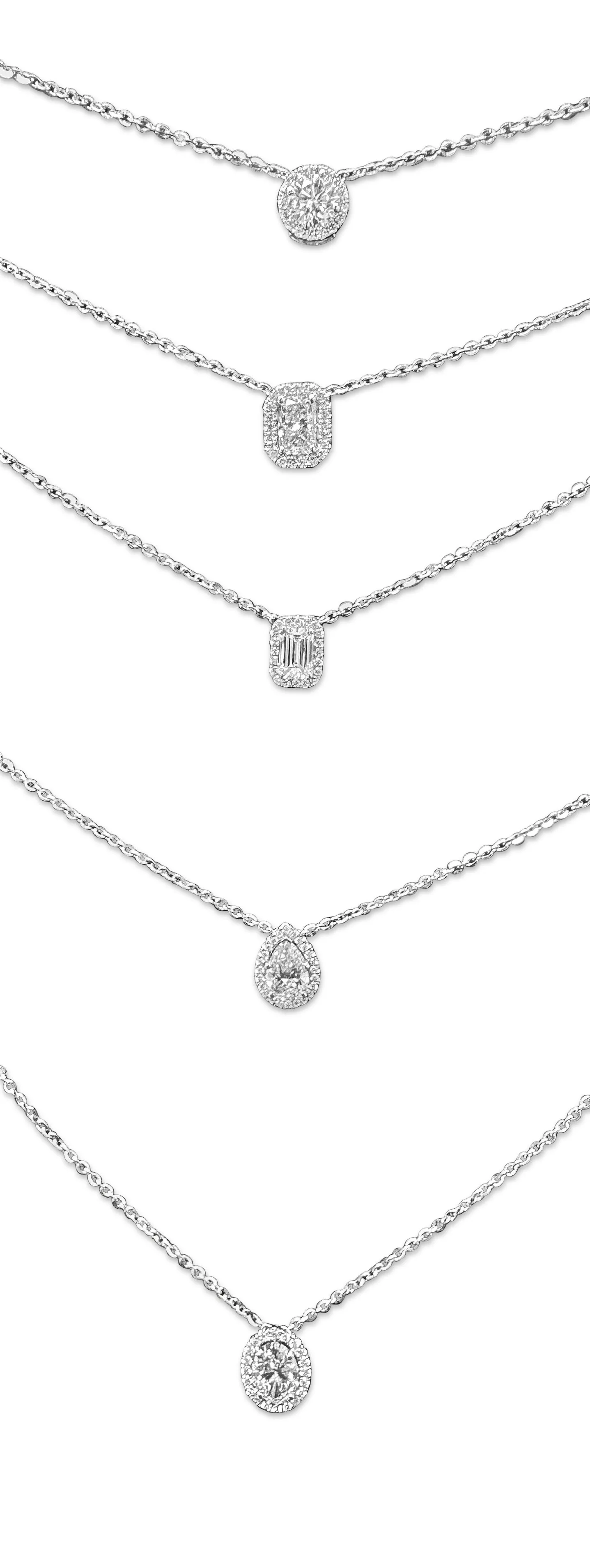 0.71ct Pear Shape Center Lab-Grown Diamond Halo Necklace in 14k White Gold