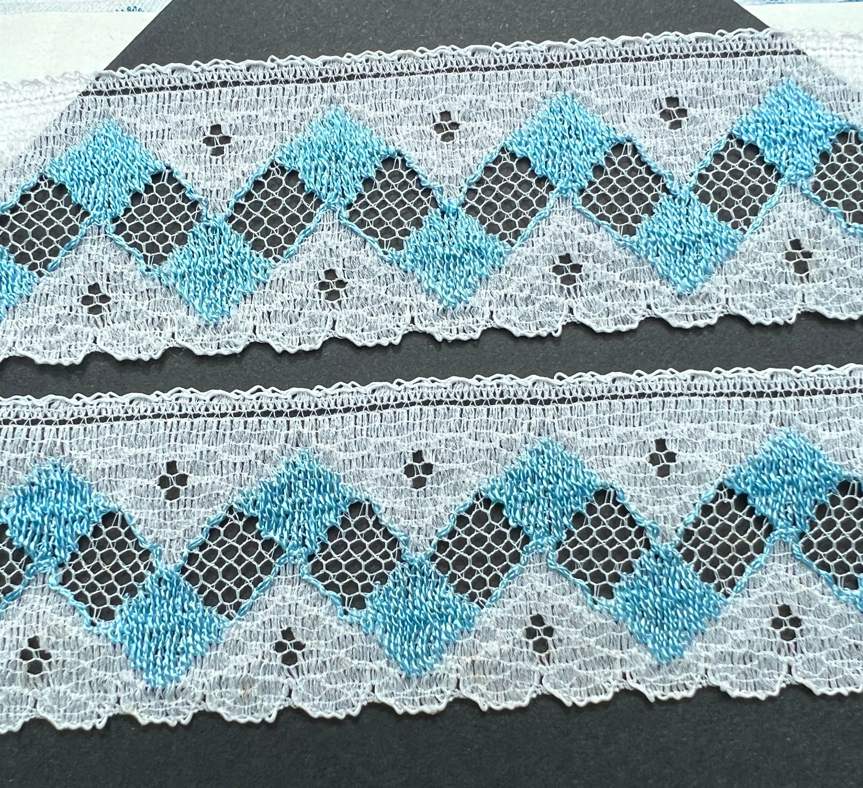 12yds Striking Vintage Blue   White 3cm wide Trim Made in England