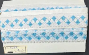 12yds Striking Vintage Blue   White 3cm wide Trim Made in England