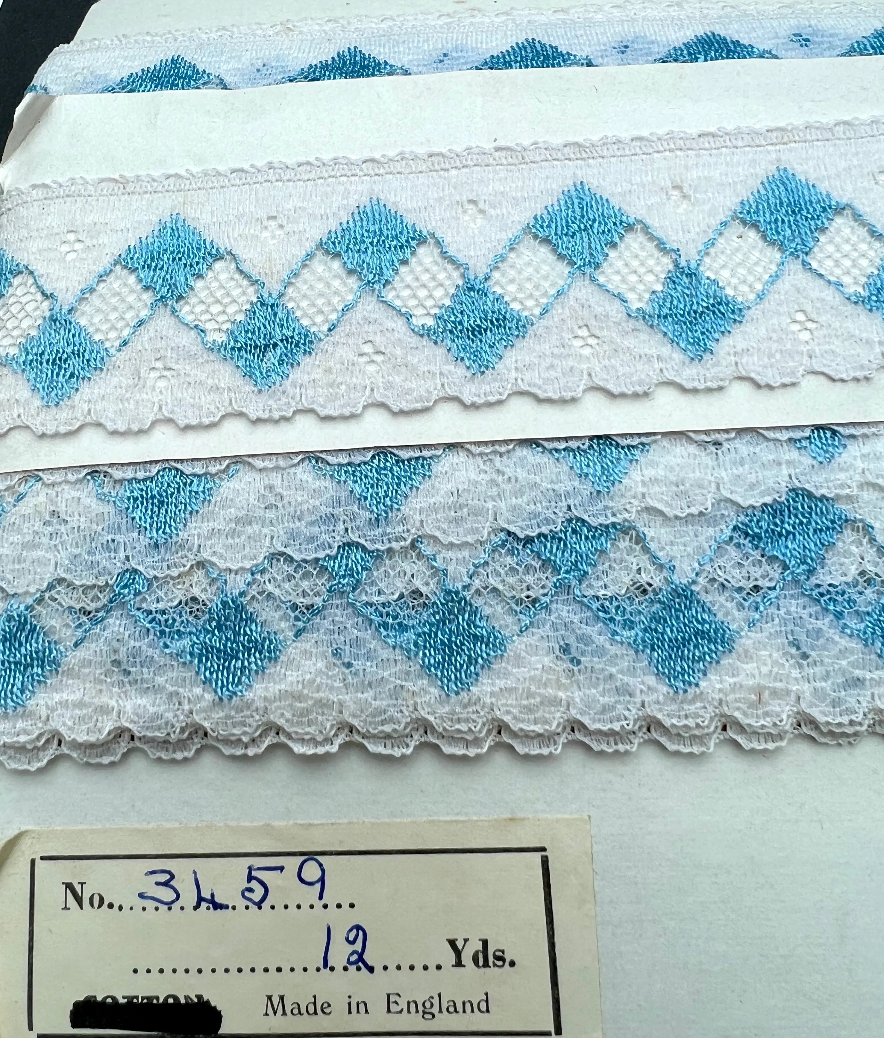 12yds Striking Vintage Blue   White 3cm wide Trim Made in England