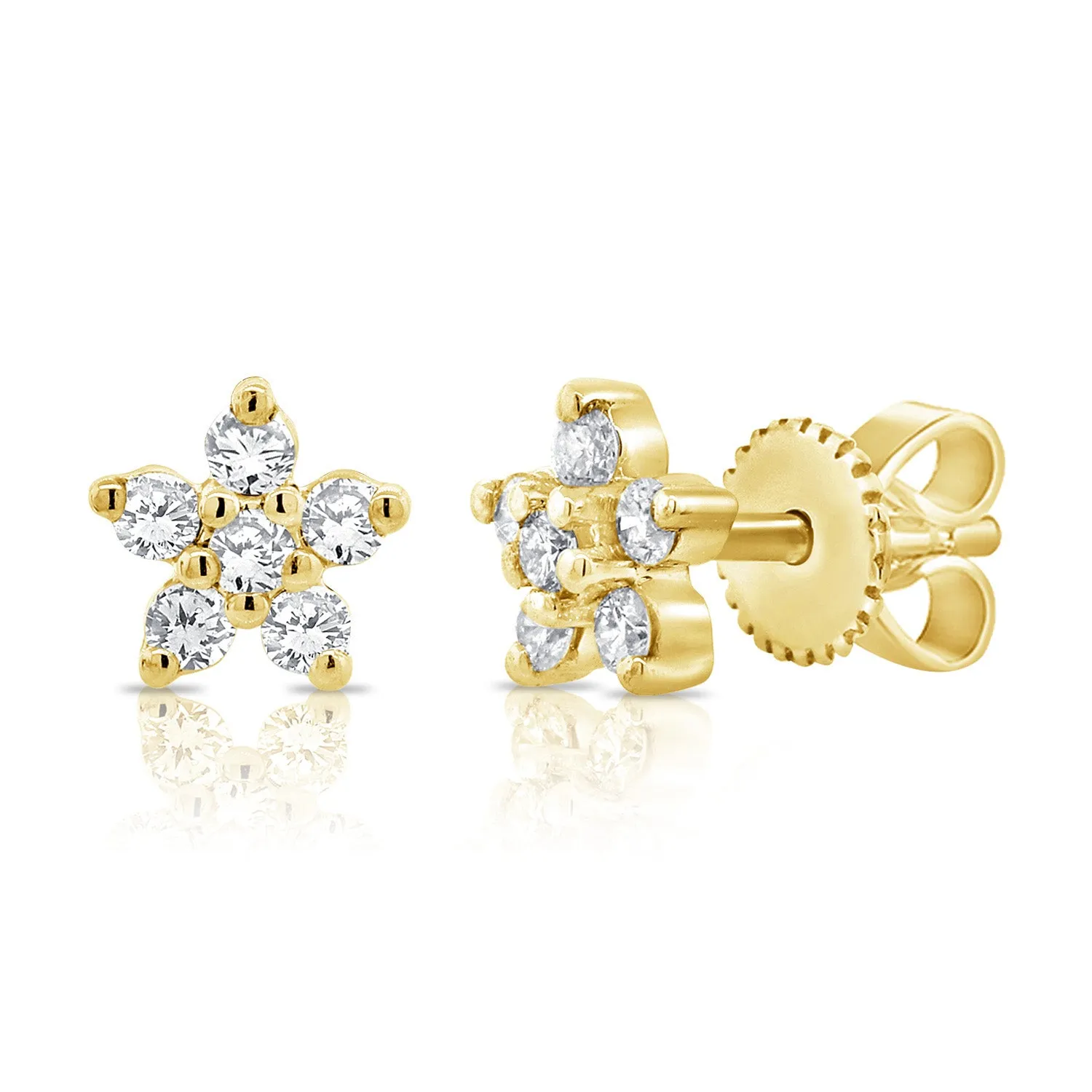 14k White Gold Diamond Flower Earrings