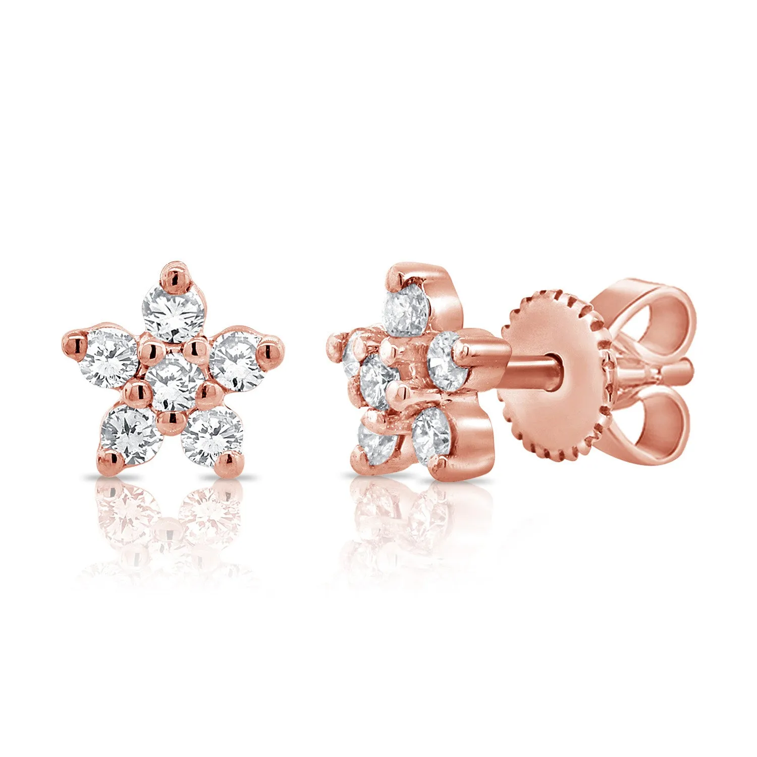 14k White Gold Diamond Flower Earrings