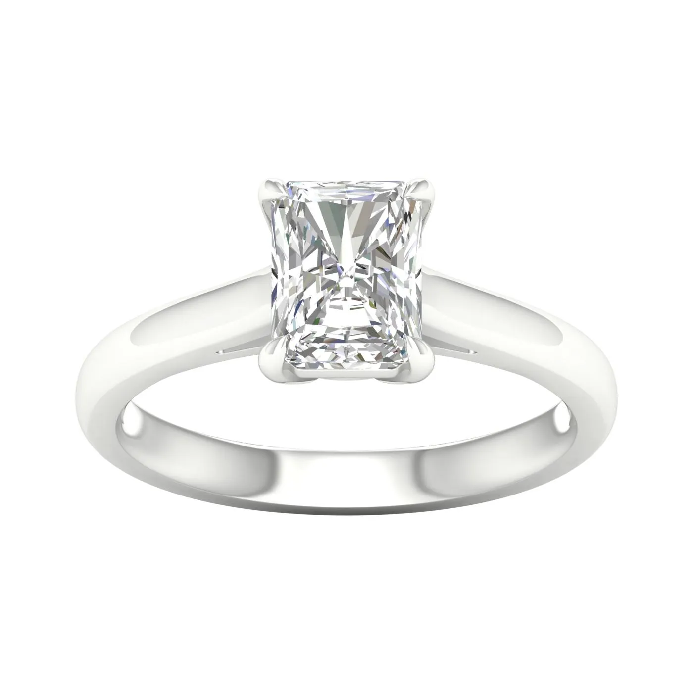 14K White Gold Lab Grown Radiant Solitaire Diamond Engagement Ring
