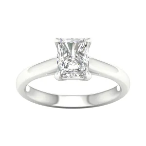 14K White Gold Lab Grown Radiant Solitaire Diamond Engagement Ring