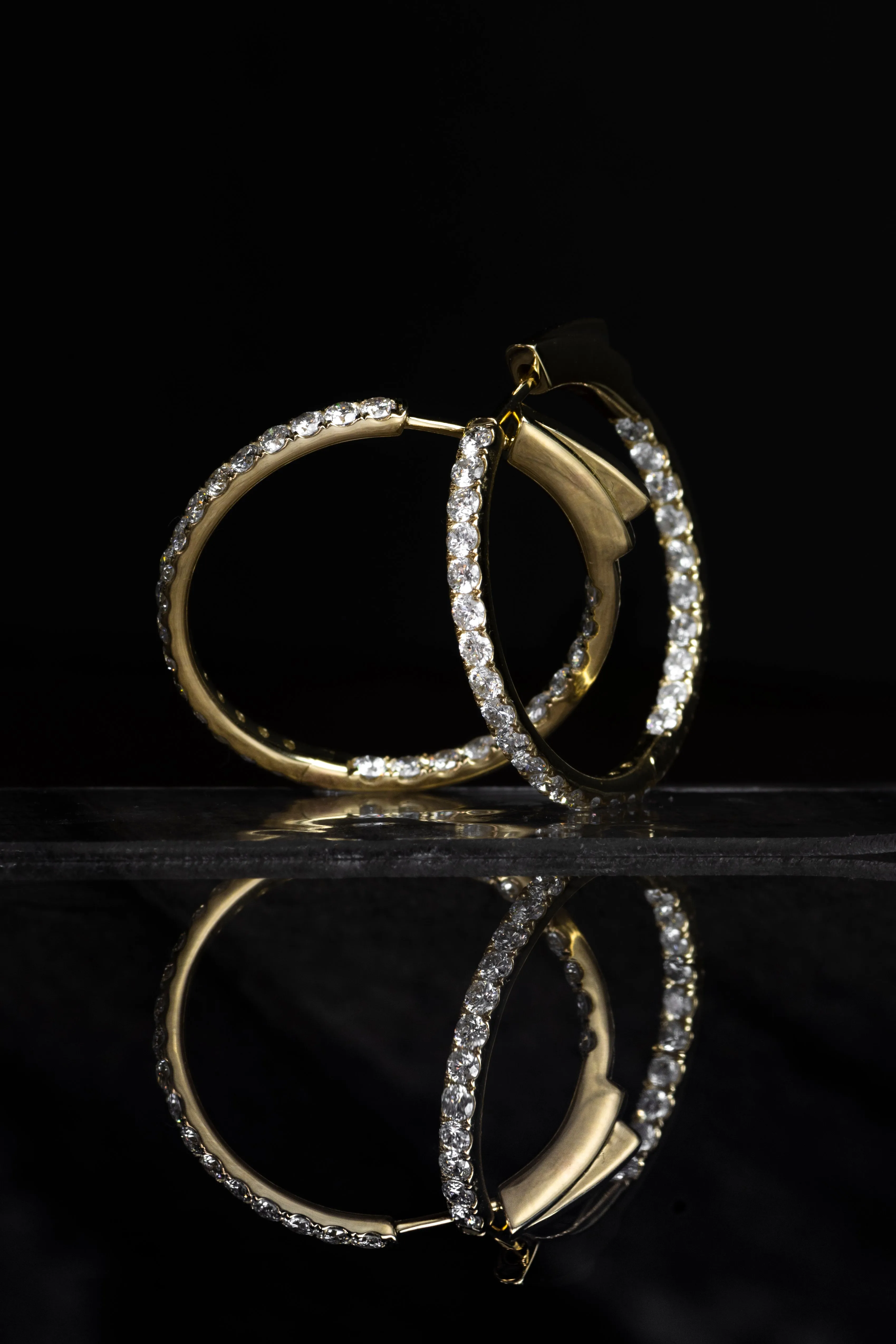 1.79ctw Diamond Inside-Out Hoop Earrings in 14 Karat Gold