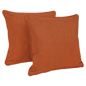 18-inch Double-corded Solid Outdoor Spun Polyester Square Throw Pillows with Inserts (Set of 2), Cinnamon