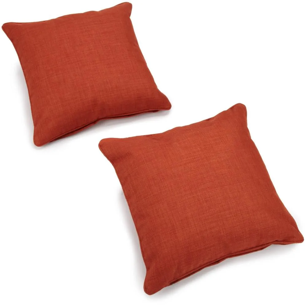 18-inch Double-corded Solid Outdoor Spun Polyester Square Throw Pillows with Inserts (Set of 2), Cinnamon