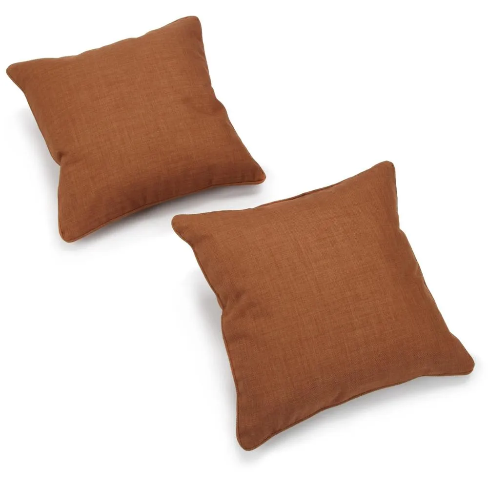 18-inch Double-corded Solid Outdoor Spun Polyester Square Throw Pillows with Inserts (Set of 2), Mocha