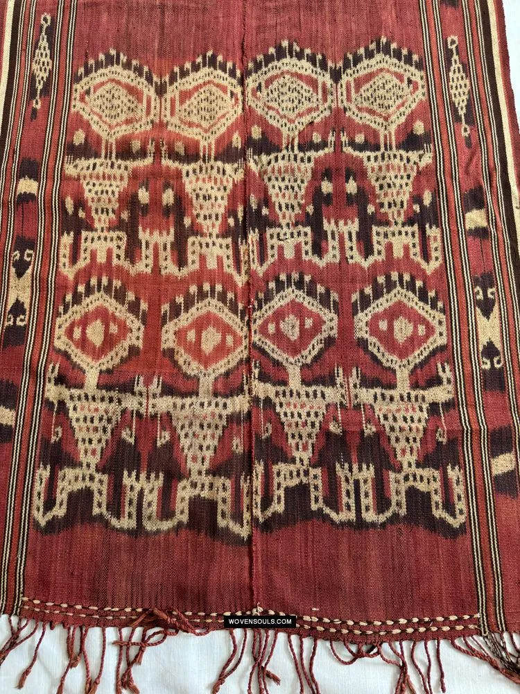1843 SOLD Antique Iban Ceremonial Ikat with Striking Anthropomorphic Figures