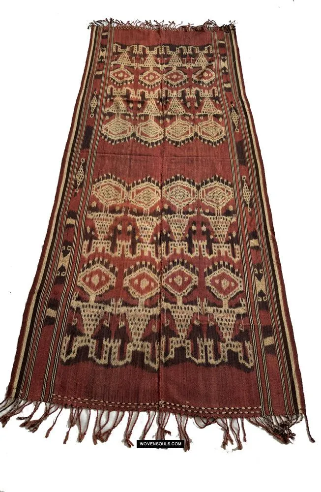 1843 SOLD Antique Iban Ceremonial Ikat with Striking Anthropomorphic Figures