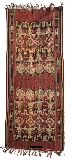 1843 SOLD Antique Iban Ceremonial Ikat with Striking Anthropomorphic Figures