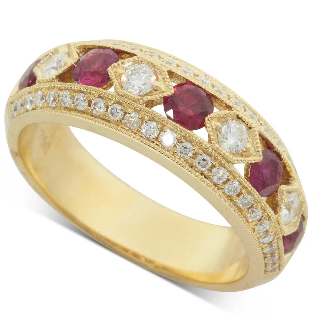 18ct Yellow Gold Ruby & Diamond Ring