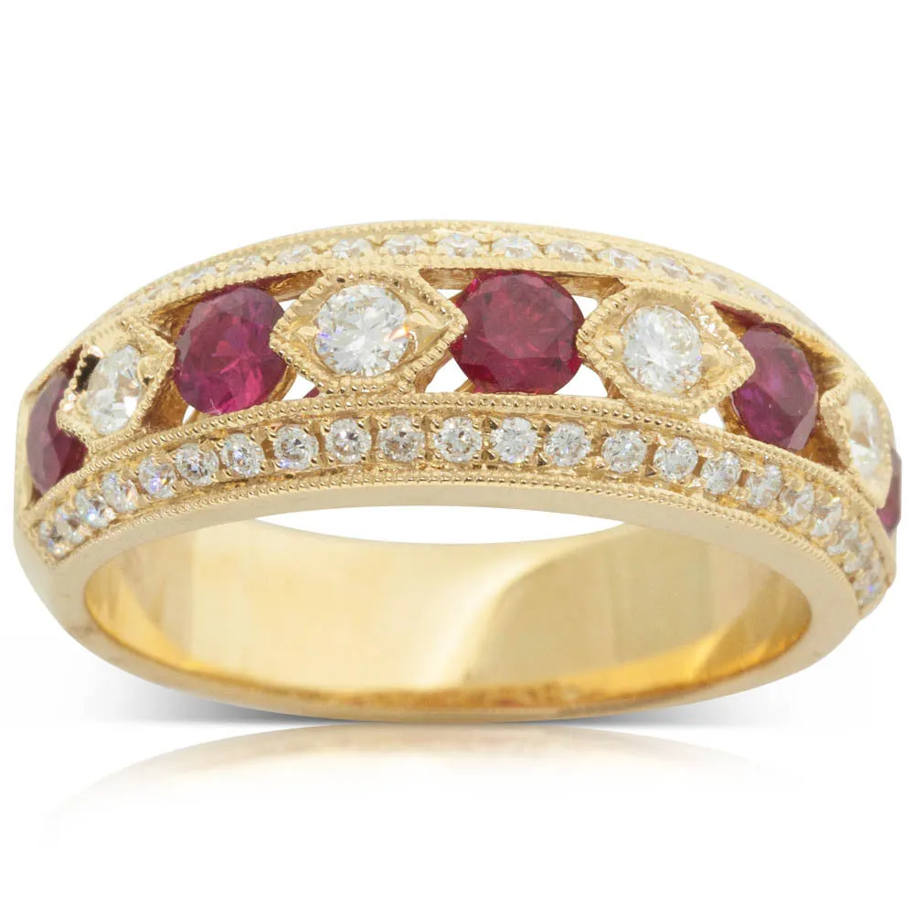 18ct Yellow Gold Ruby & Diamond Ring