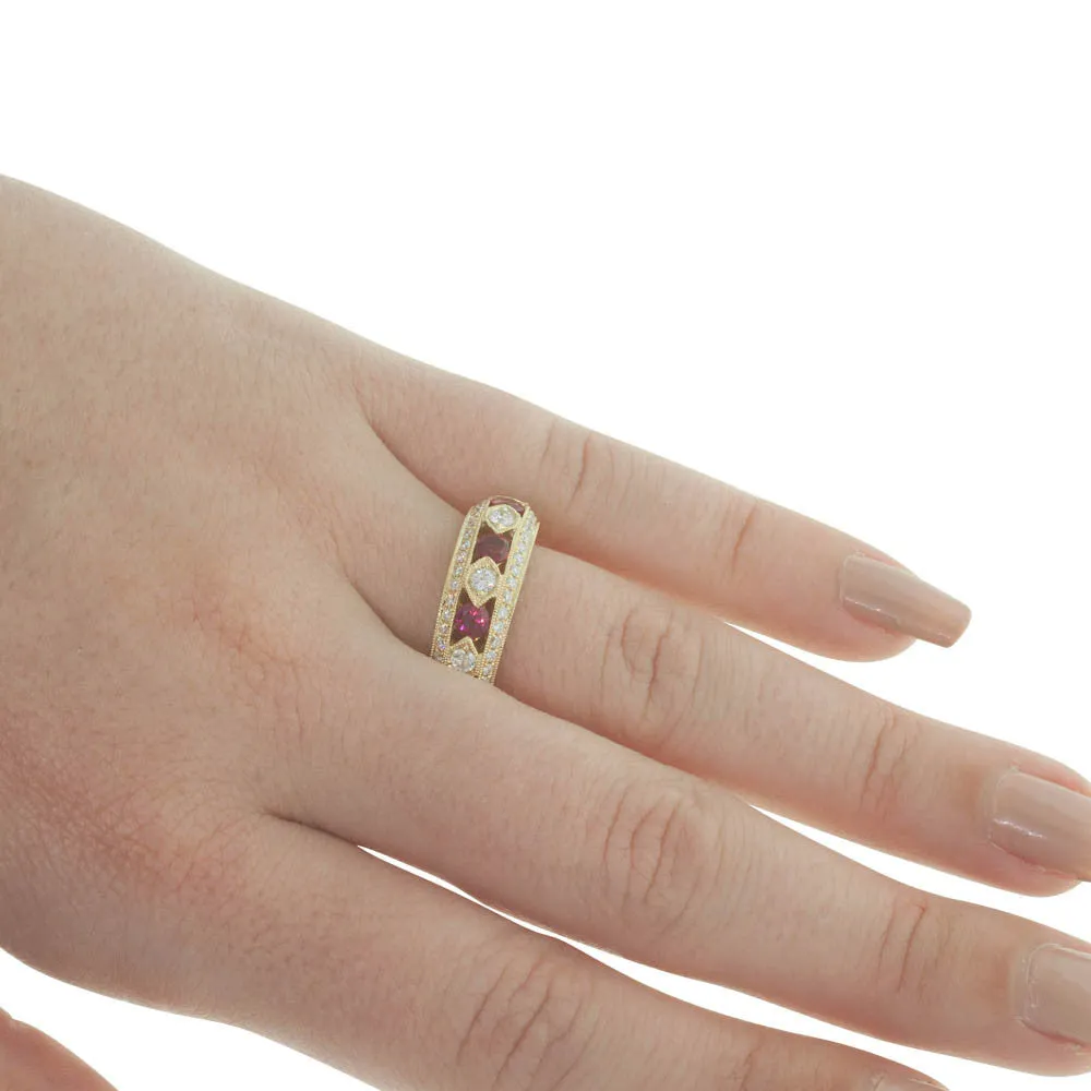 18ct Yellow Gold Ruby & Diamond Ring