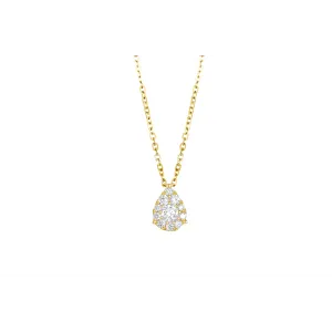 18K Yellow Gold Pear Design Diamond Pendant Necklace