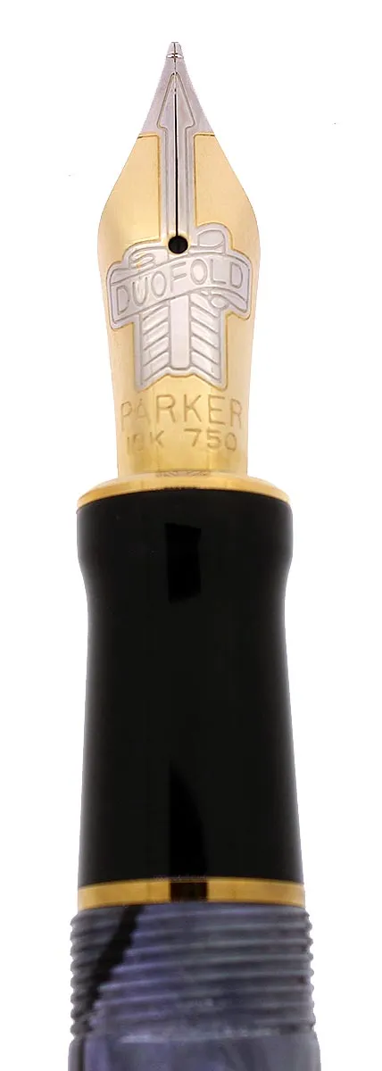 1998 PARKER GREY PEARL DUOFOLD CENTENNIAL FOUNTAIN PEN 18K FINE NIB NEVER INKED NOS