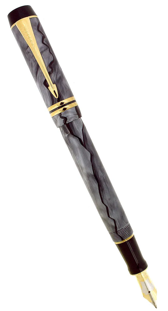 1998 PARKER GREY PEARL DUOFOLD CENTENNIAL FOUNTAIN PEN 18K FINE NIB NEVER INKED NOS