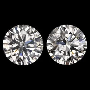 2 CARAT VERY GOOD CUT DIAMOND STUD EARRINGS NATURAL ROUND 2ct MATCHING PAIR