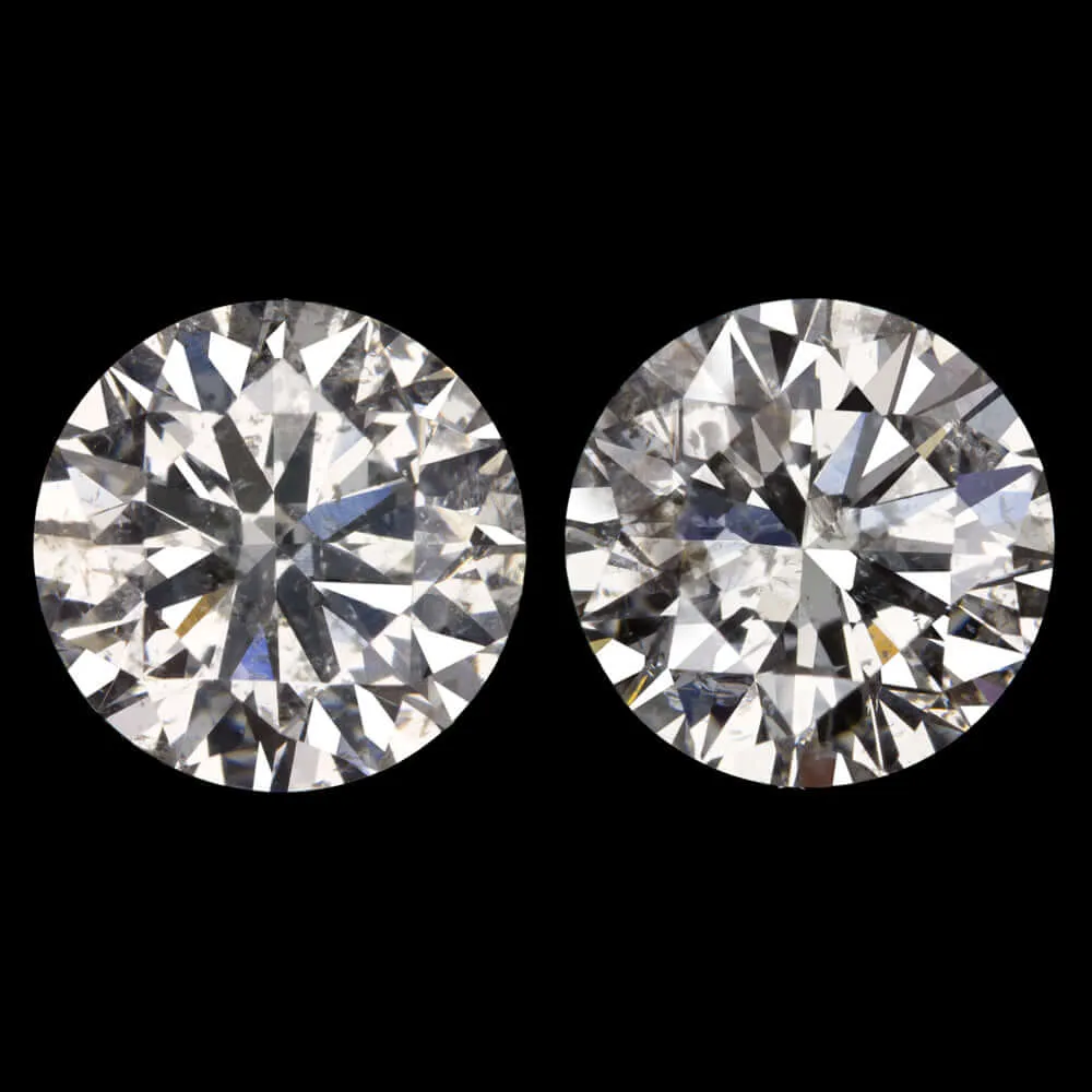 2 CARAT VERY GOOD CUT DIAMOND STUD EARRINGS NATURAL ROUND 2ct MATCHING PAIR