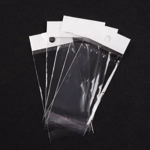 2000 pc Pearl Film Cellophane Bags, Self-Adhesive Sealing, with Hang Hole, 13x5cm, Unilateral Thickness: 0.023mm, Inner Measure: 7.5x5cm