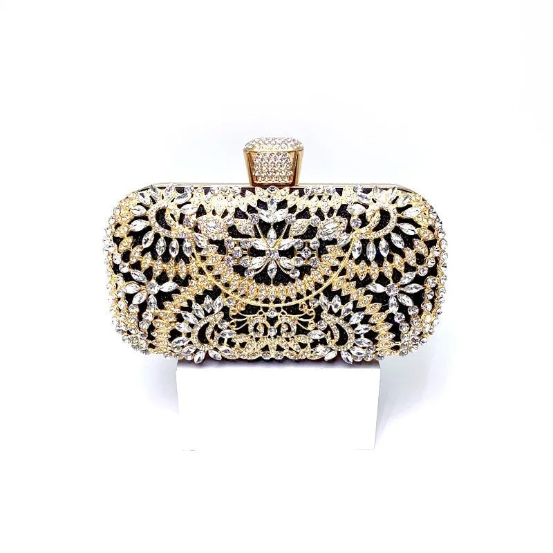 2022 Diamond Evening Clutch Bag For Women Wedding Golden Clutch Purse Chain Shoulder Bag Small Party Handbag With Metal Handle
