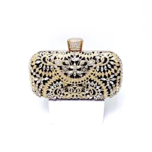 2022 Diamond Evening Clutch Bag For Women Wedding Golden Clutch Purse Chain Shoulder Bag Small Party Handbag With Metal Handle