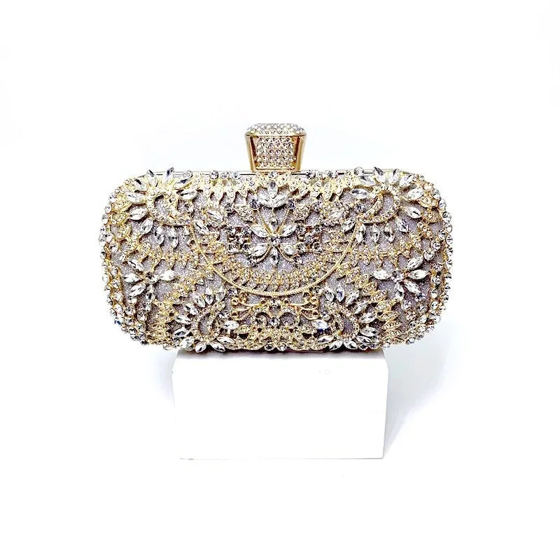 2022 Diamond Evening Clutch Bag For Women Wedding Golden Clutch Purse Chain Shoulder Bag Small Party Handbag With Metal Handle