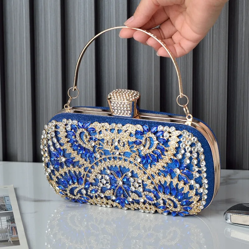 2022 Diamond Evening Clutch Bag For Women Wedding Golden Clutch Purse Chain Shoulder Bag Small Party Handbag With Metal Handle