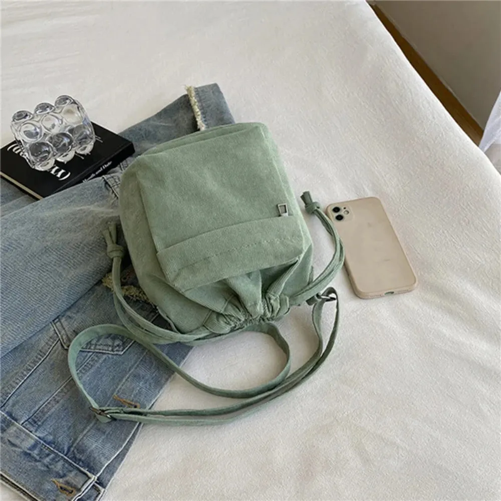 2024 New Women Bag Middle Shoulder Bag Korean Style Drawstring Bucket Bag Casual Light Youth Crossbody Bag Whole Sale