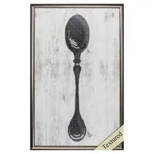 20" X 31" Brown Frame Black Spoon On Wood
