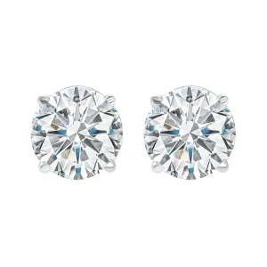 2.14Ct Round Brilliant Cut Diamond Stud Earrings, J, VVS1