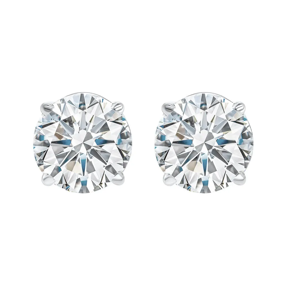 2.14Ct Round Brilliant Cut Diamond Stud Earrings, J, VVS1