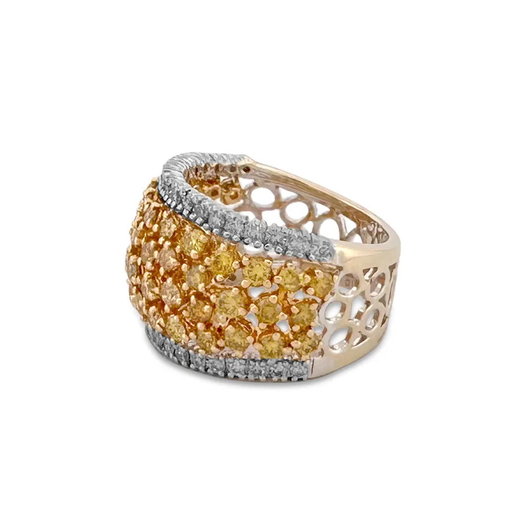2.23ctw Yellow and Colorless Round Brilliant Diamond Band in 14k Two-tone Gold