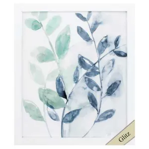 23" X 27" White Frame Water Flow Leaves I