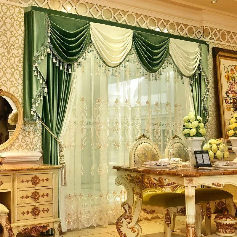 2pcs Luxury Color Clash European Curtains, Thickened Velvet Color Clash Design, Living Room Bedroom Villa Hotel Gorgeous Curtains