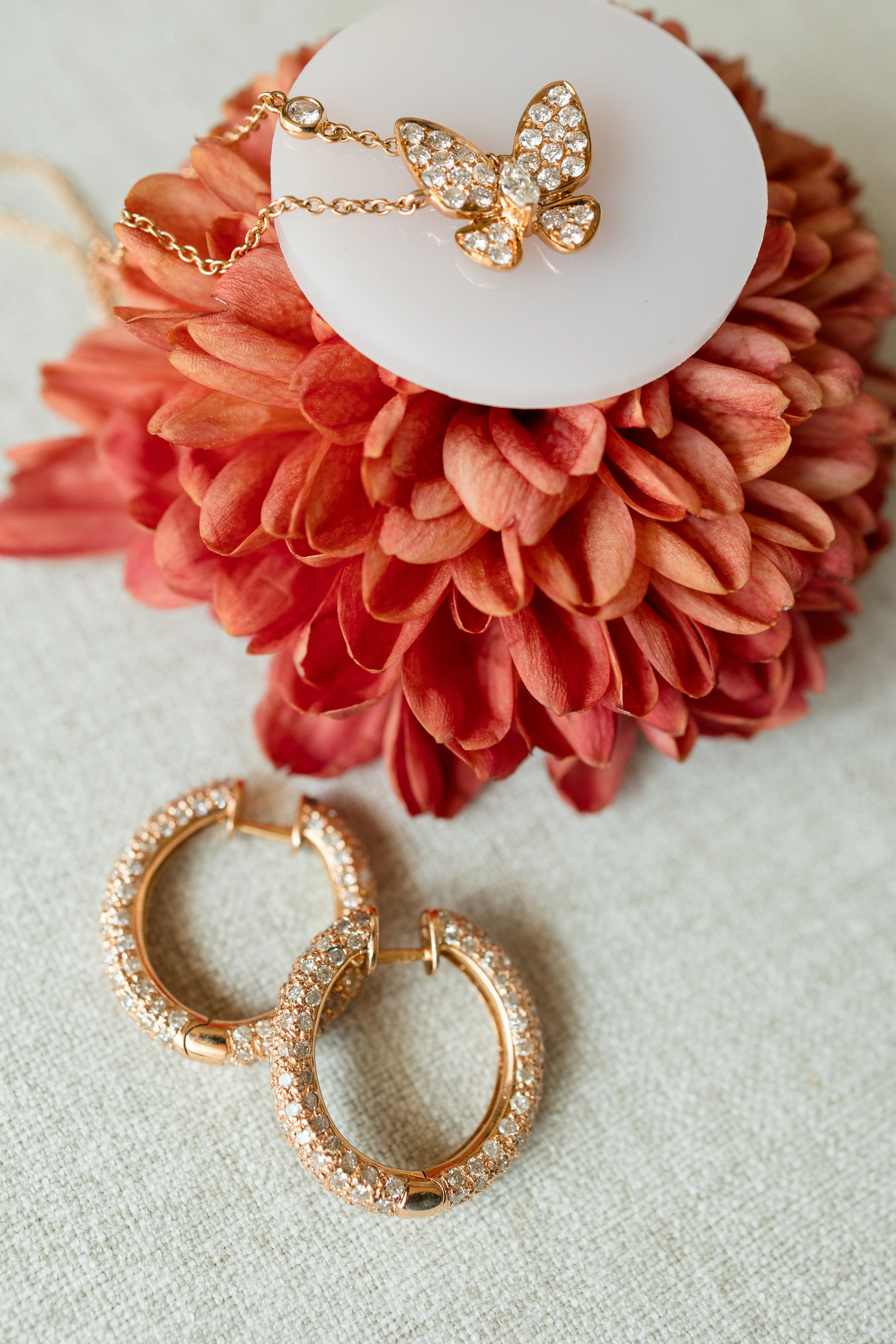 3.75ctw Round Brilliant Diamond Pavé 18k Rose Gold Hoop Earrings