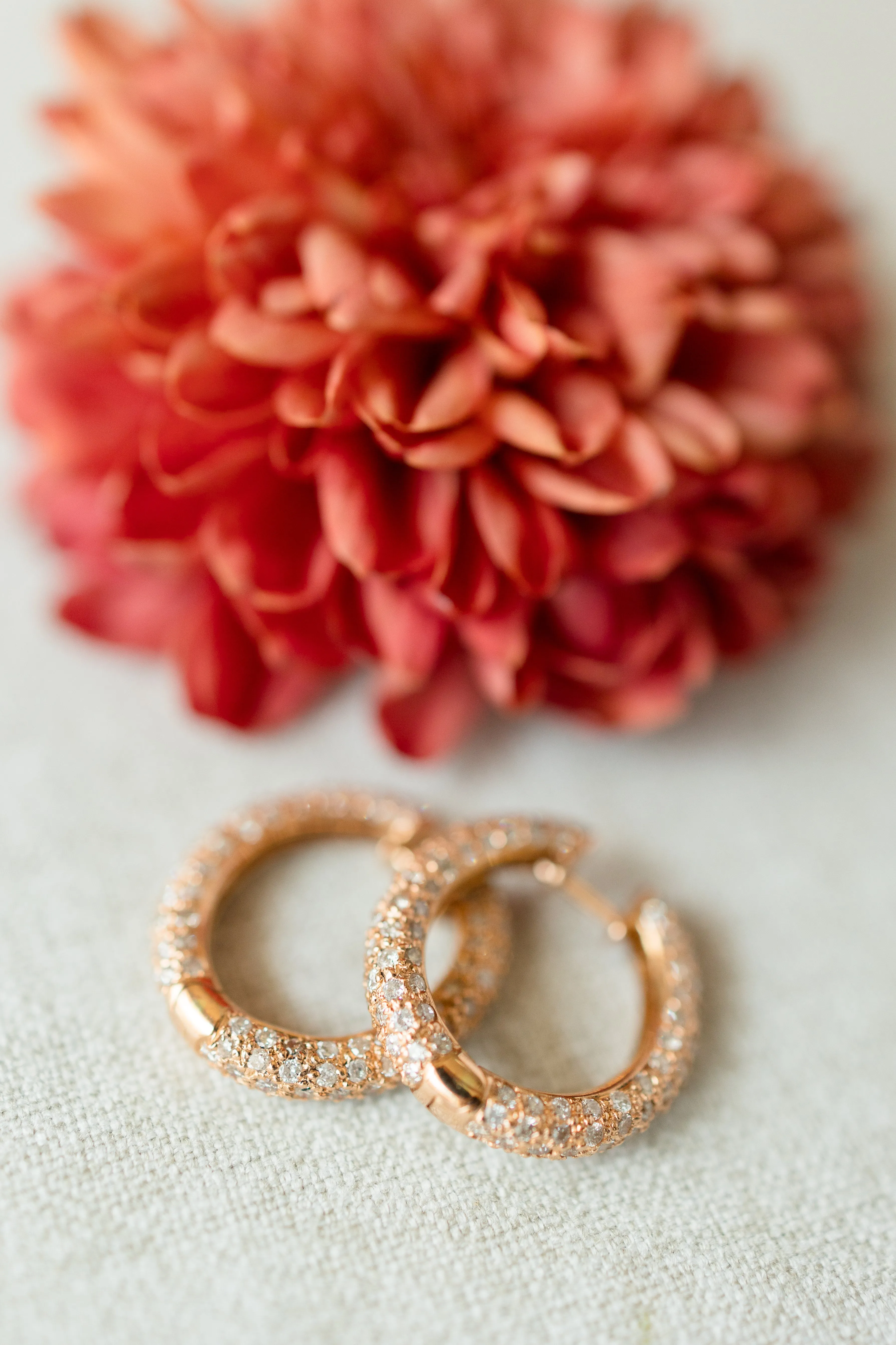 3.75ctw Round Brilliant Diamond Pavé 18k Rose Gold Hoop Earrings