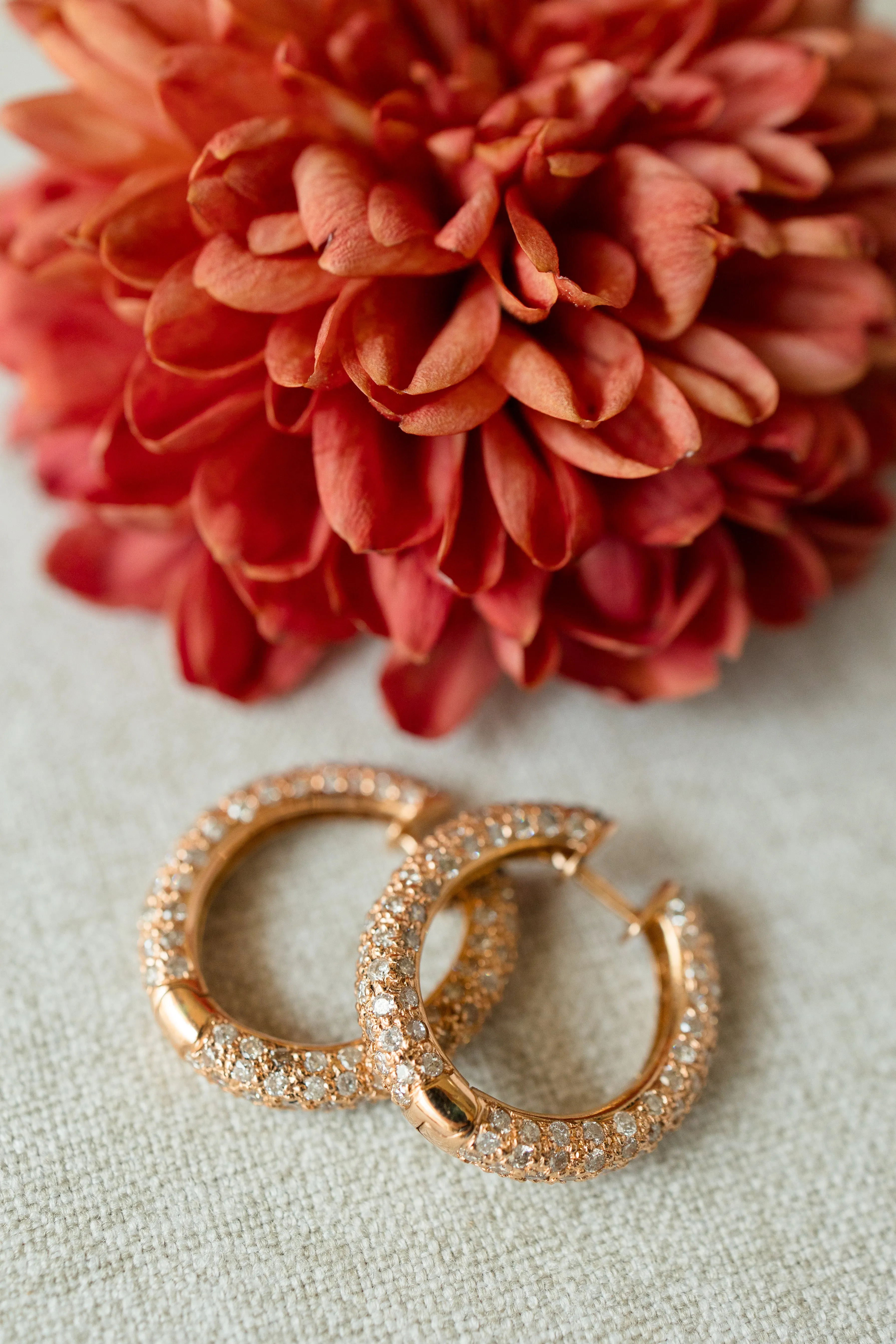 3.75ctw Round Brilliant Diamond Pavé 18k Rose Gold Hoop Earrings