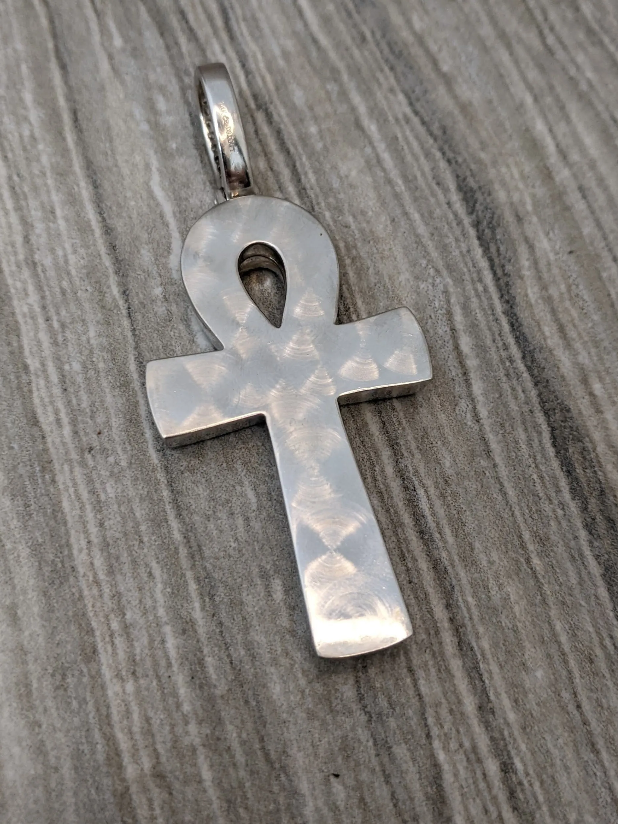3ctw Diamond Ankh Pendant in 14 Karat White Gold