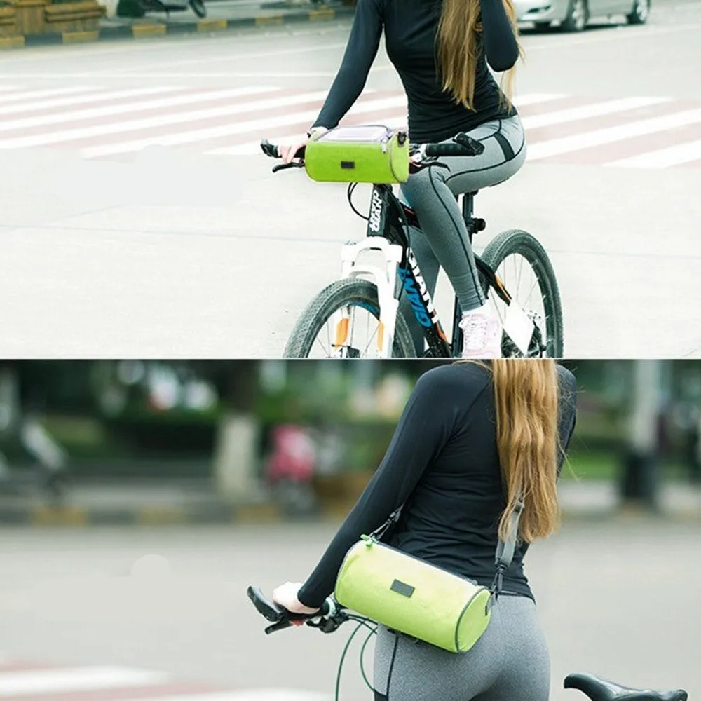 (3L) 22x12cm 2in1 Splashproof Bike Velo Smartphone Gravel Bike Handlebar Bag   Shoulder Bag - Black