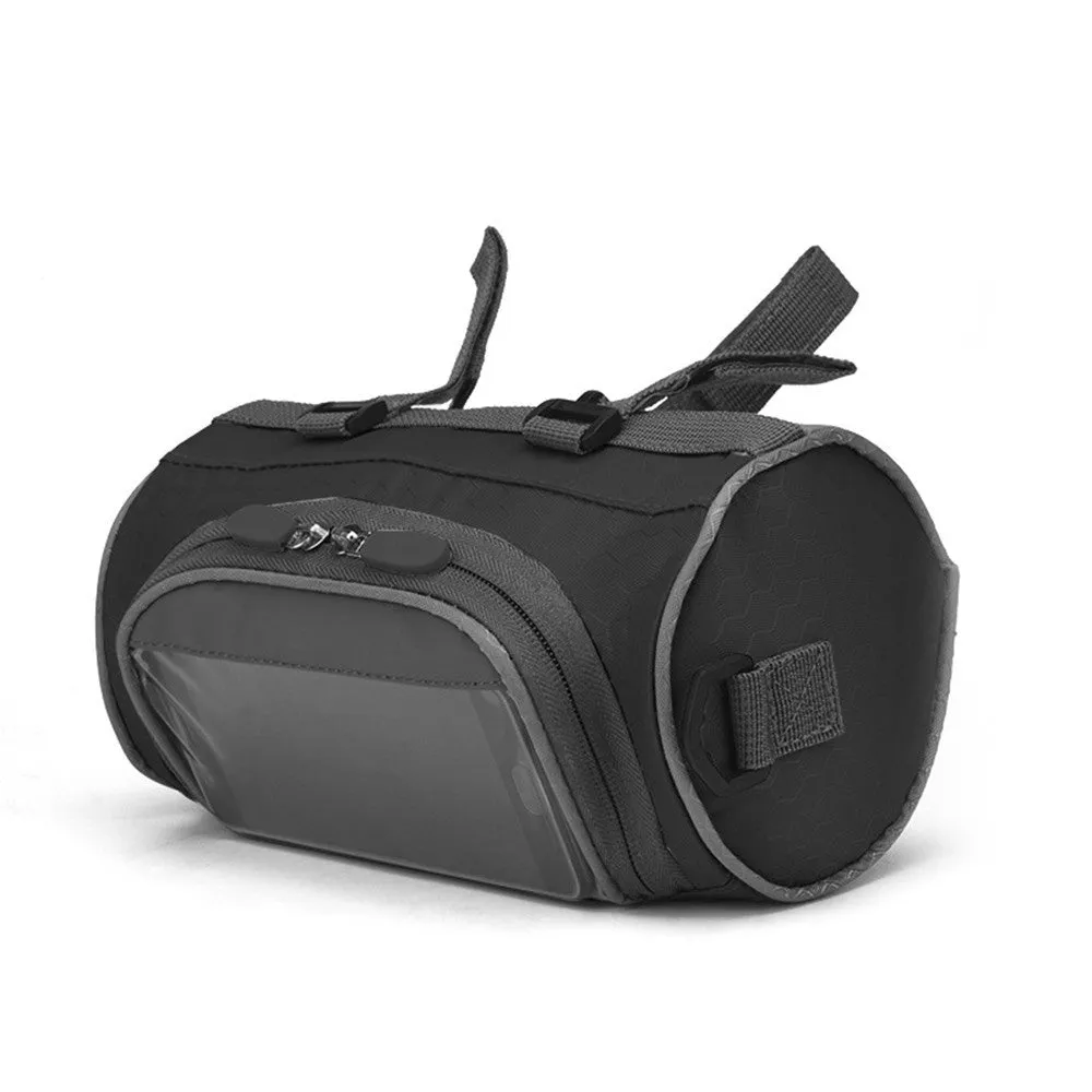 (3L) 22x12cm 2in1 Splashproof Bike Velo Smartphone Gravel Bike Handlebar Bag   Shoulder Bag - Black