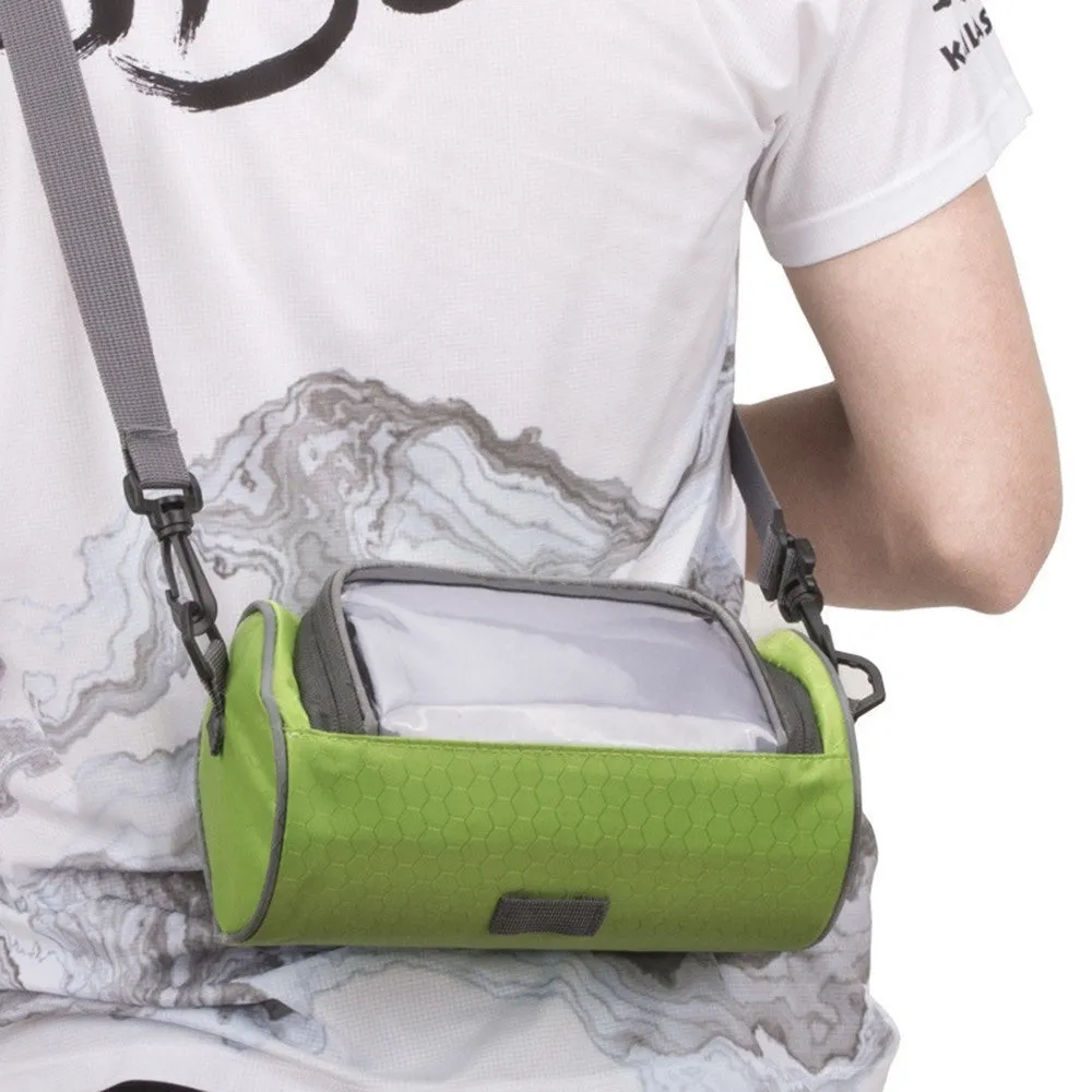 (3L) 22x12cm 2in1 Splashproof Bike Velo Smartphone Gravel Bike Handlebar Bag   Shoulder Bag - Black