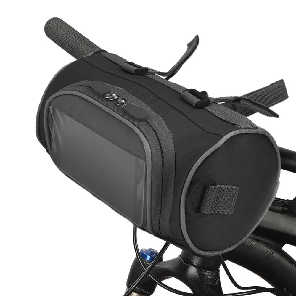 (3L) 22x12cm 2in1 Splashproof Bike Velo Smartphone Gravel Bike Handlebar Bag   Shoulder Bag - Black