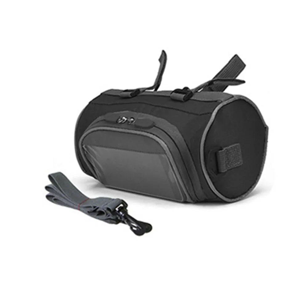(3L) 22x12cm 2in1 Splashproof Bike Velo Smartphone Gravel Bike Handlebar Bag   Shoulder Bag - Black