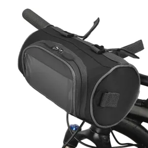 (3L) 22x12cm 2in1 Splashproof Bike Velo Smartphone Gravel Bike Handlebar Bag   Shoulder Bag - Black