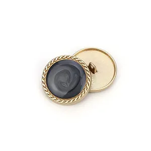 5 PCS Vintage Gold Women's Buttons for Clothing Decoration Metal Coat Button DIY Sewing Craft Accessories (Black, 15mm)