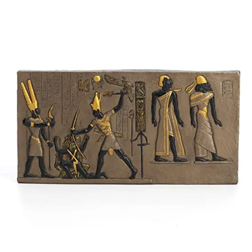 9.37" Egyptian Pharaoh with Double Crown Striking Enemy Wall Plaque