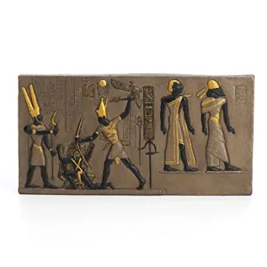 9.37" Egyptian Pharaoh with Double Crown Striking Enemy Wall Plaque
